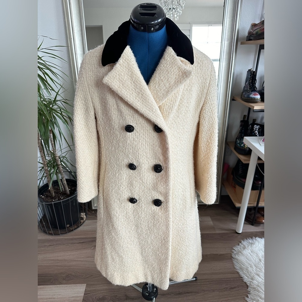 vintage 50s 60s lilli ann's junior petite Cream Double Breasted coat